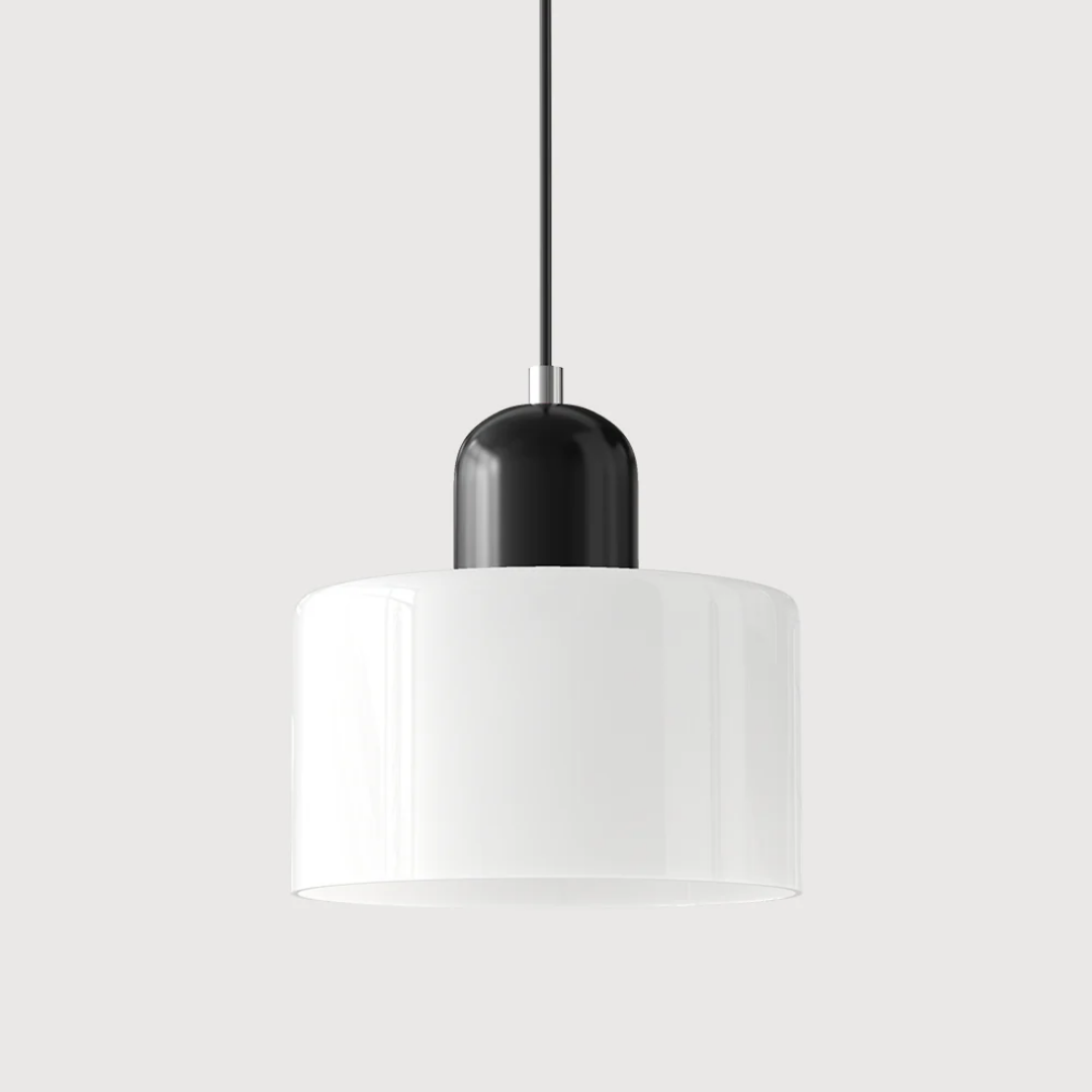 Retro Hanglamp met Oranje Glazen Kap & Groene Bovenzijde