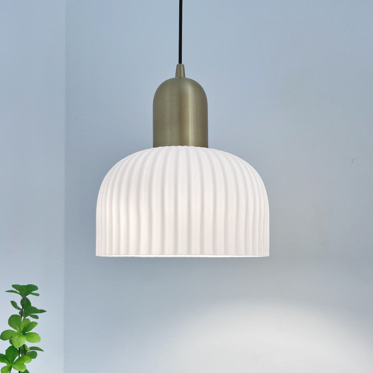 Geribbelde Glazen Hanglamp met Messing | Scandinavisch Design