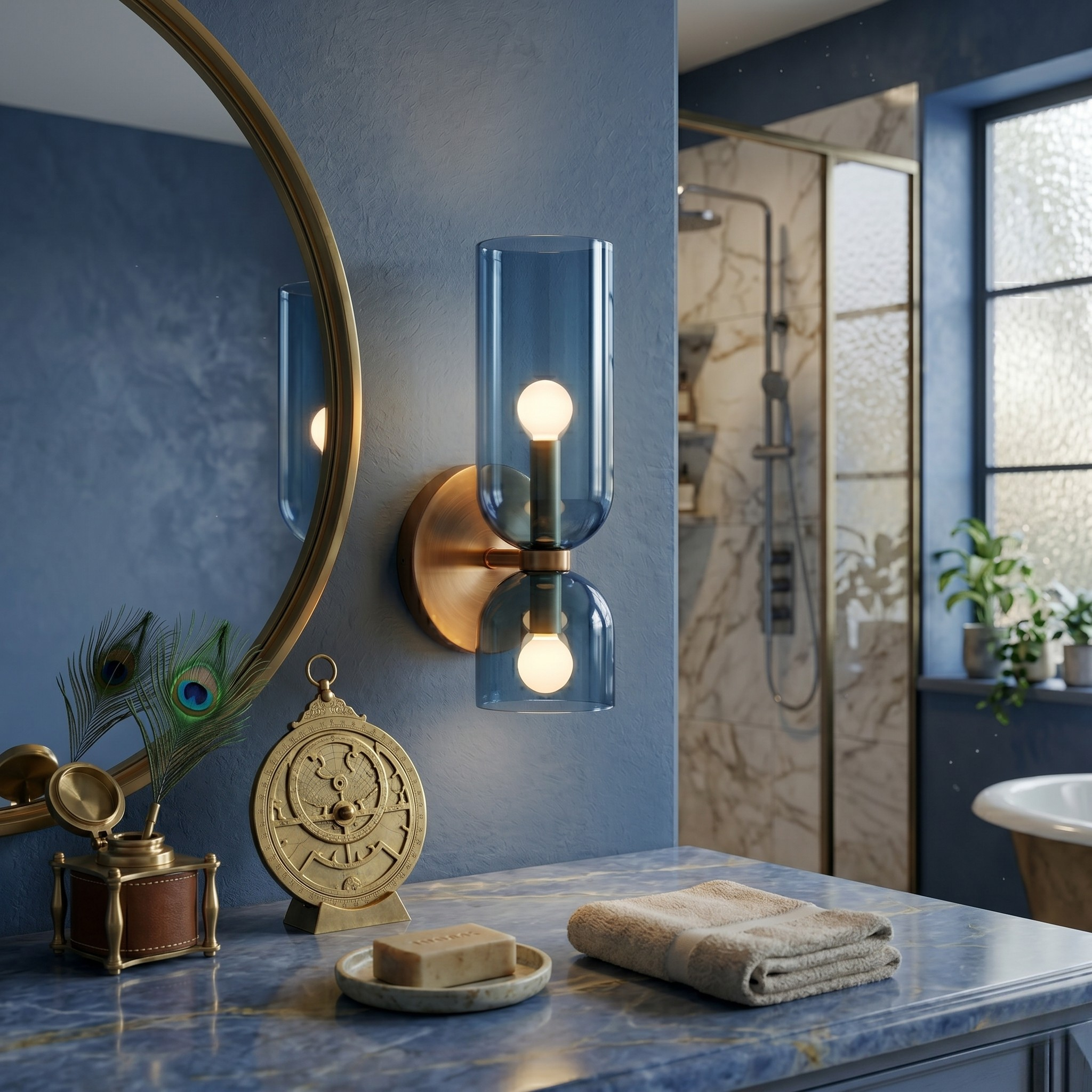 Elegante Wandlamp met Glas en IJzer in Retro Stijl