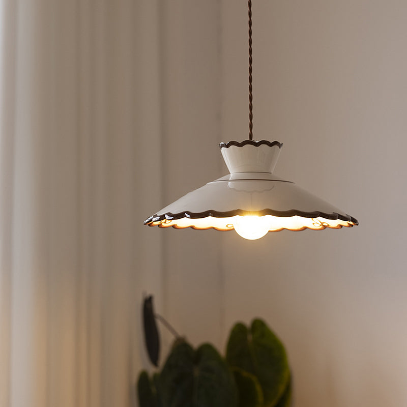 French Ceramic Pendant Lamp – Minimalist Cone Shape, E26 Socket