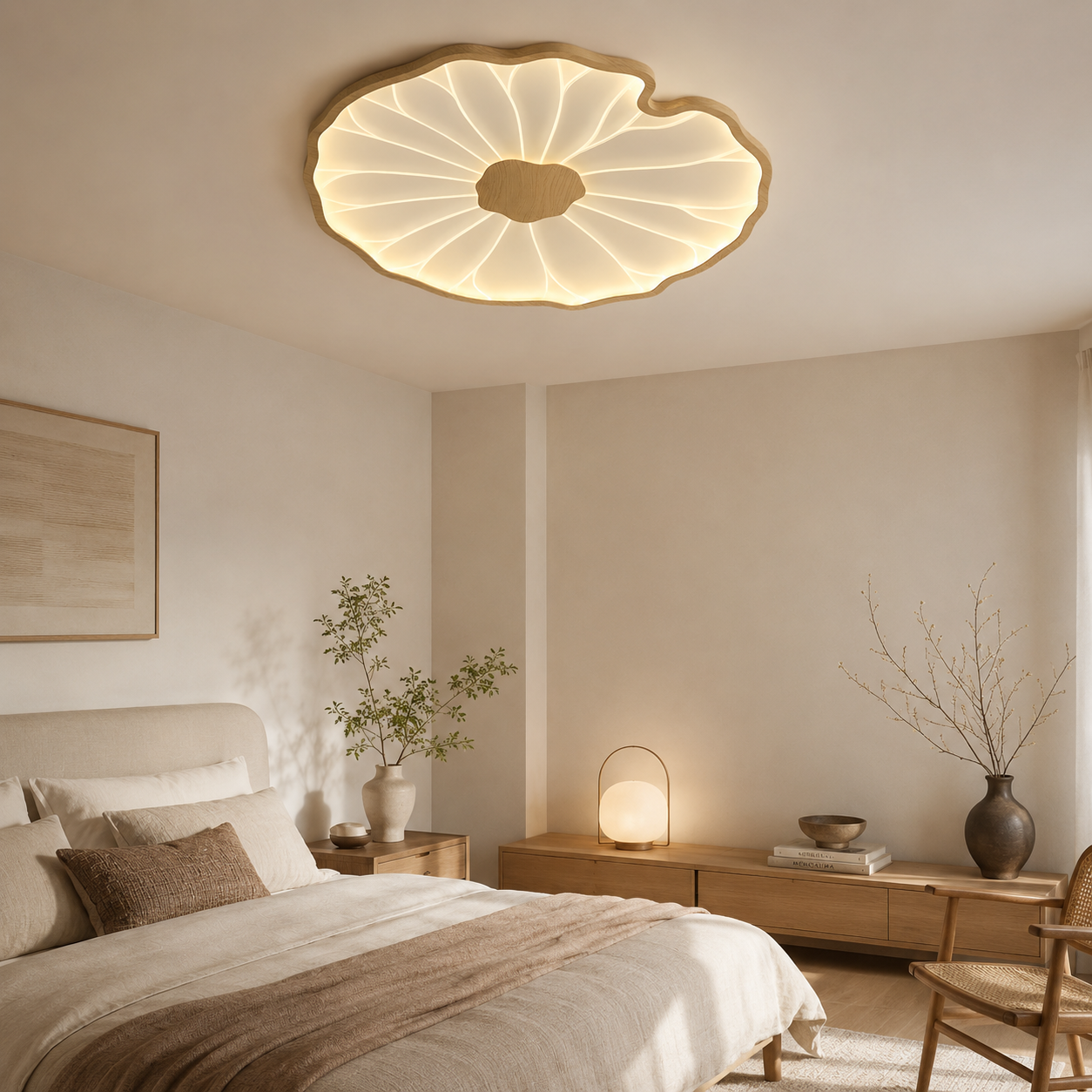 Moderne LED Plafondlamp met Houtlook Afwerking