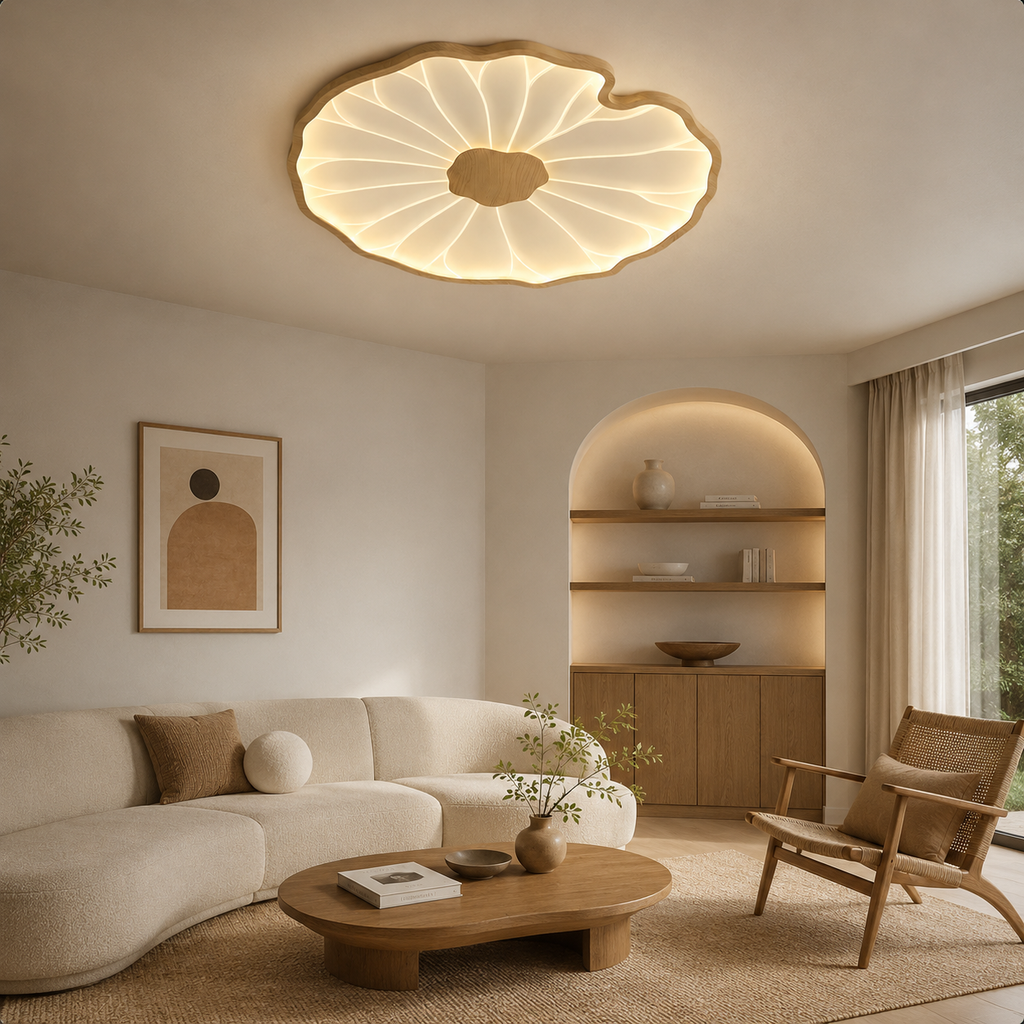 Moderne LED Plafondlamp met Houtlook Afwerking