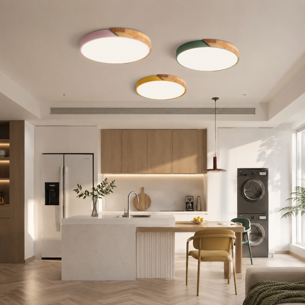 LED Plafondlamp met Scandinavisch Design van Hout & Acryl