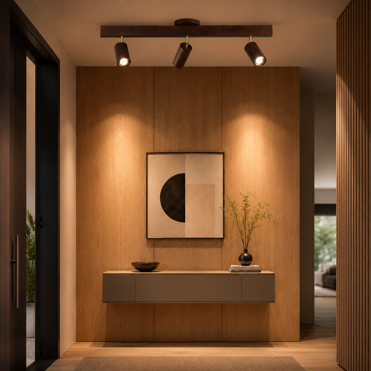 Minimalistische Houten Plafondlamp met Modulair Design