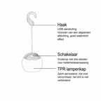 Draagbare USB LED Buitenlamp –  Hanglamp met Haak en 12 Uur Brandtijd