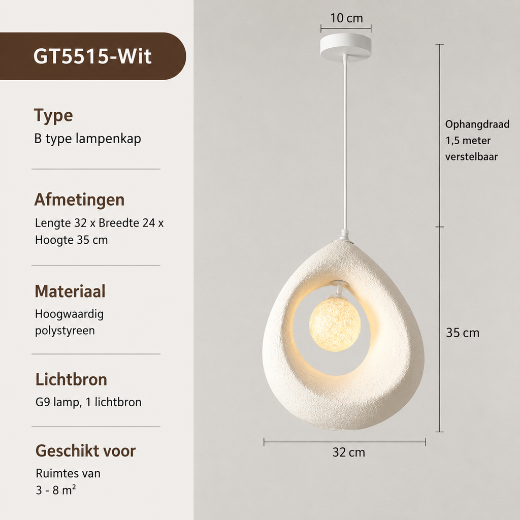 Organische Hanglamp met Opaalglas | Japandi Design