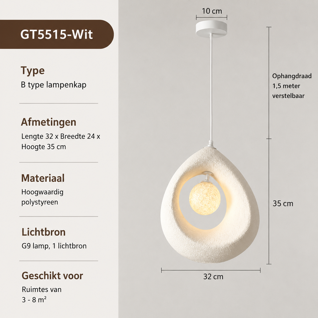 Organische Hanglamp met Opaalglas | Japandi Design