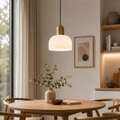 Geribbelde Glazen Hanglamp met Messing | Scandinavisch Design