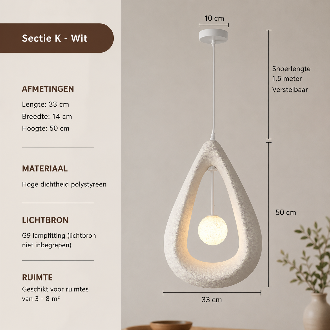 Organische Hanglamp met Opaalglas | Wabi-Sabi Design