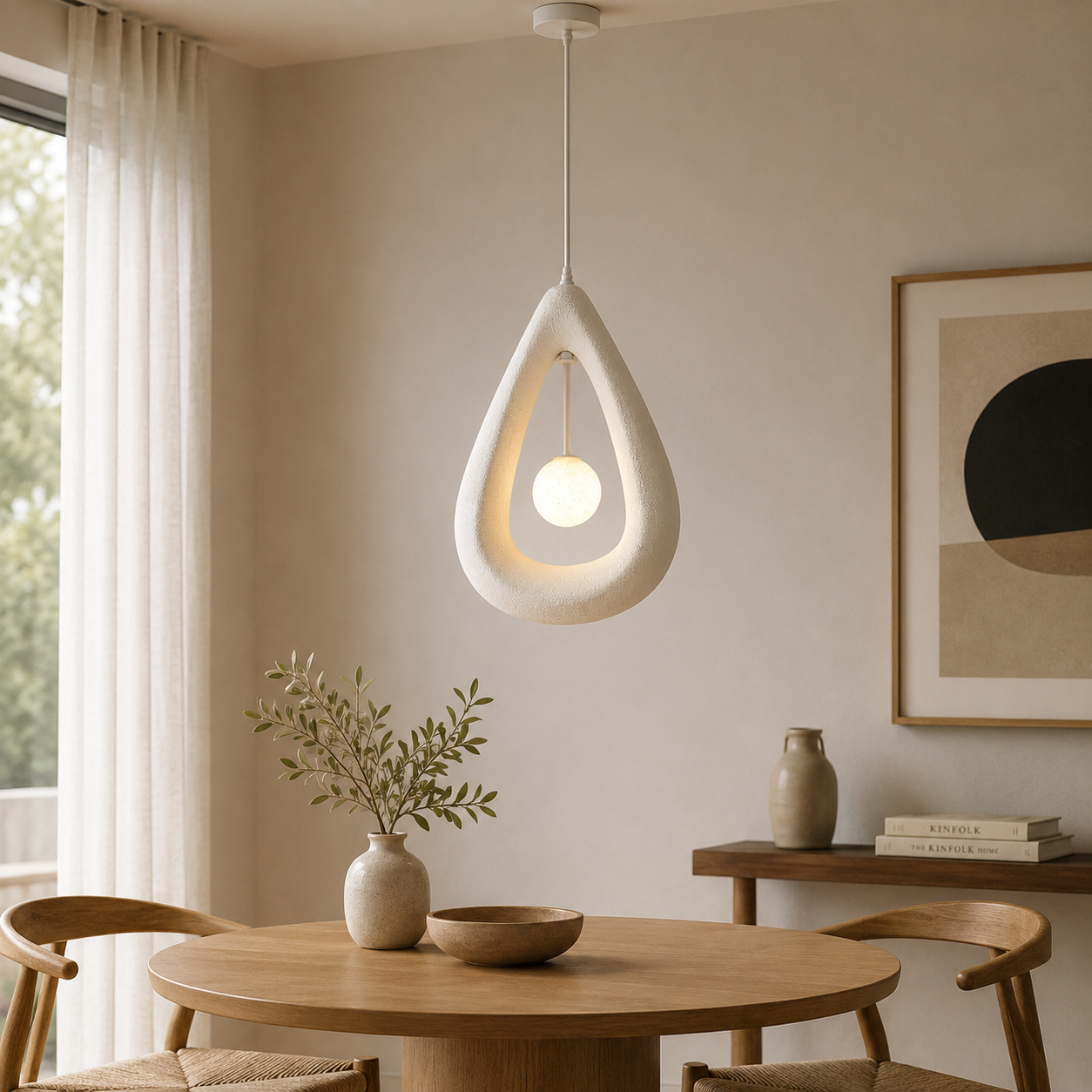 Organische Hanglamp met Opaalglas | Wabi-Sabi Design