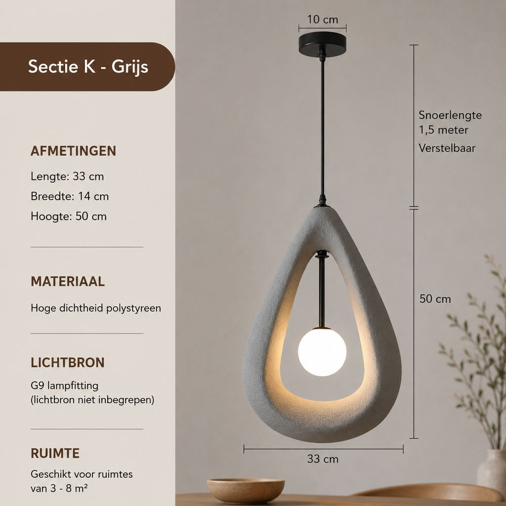 Organische Hanglamp met Opaalglas | Wabi-Sabi Design