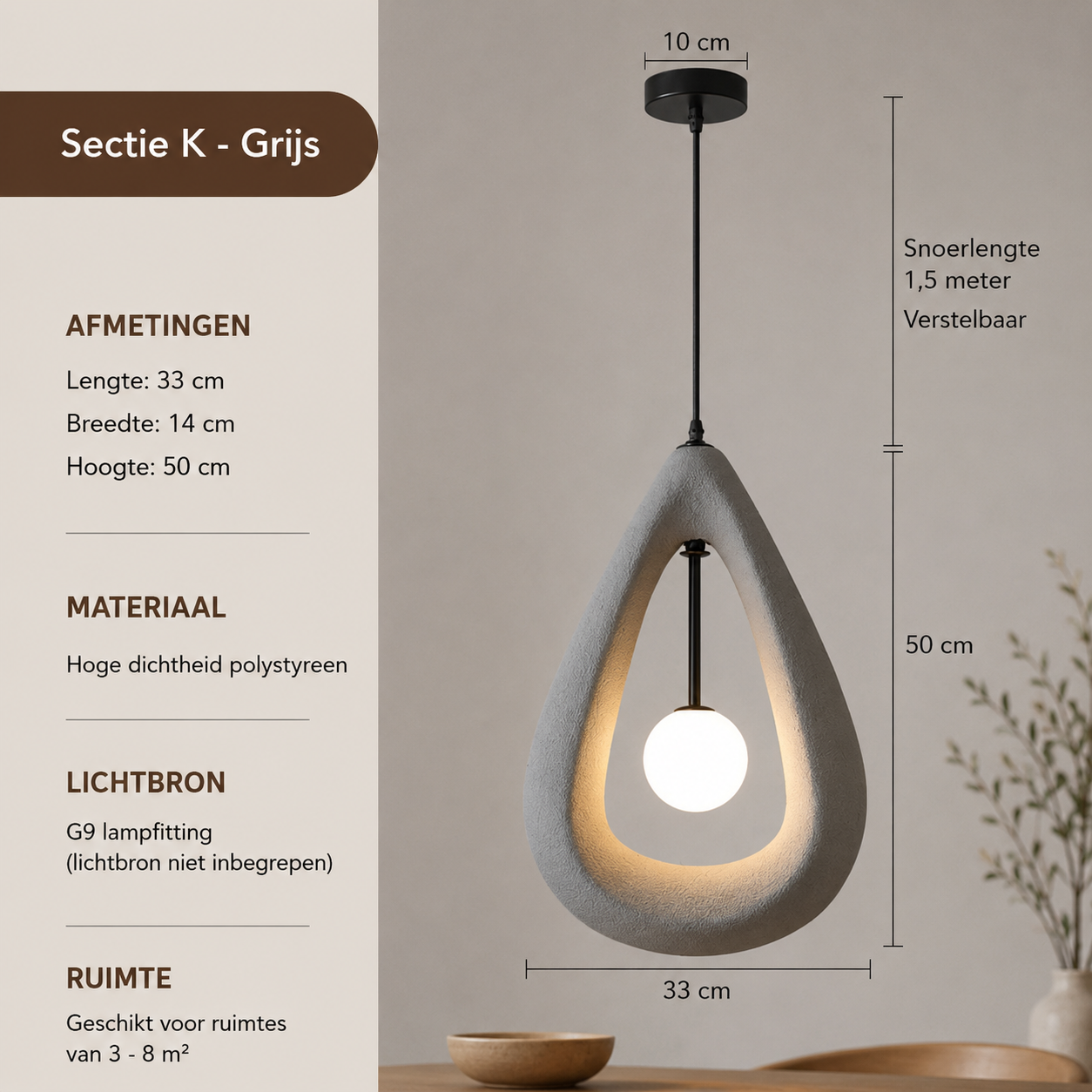 Organische Hanglamp met Opaalglas | Wabi-Sabi Design