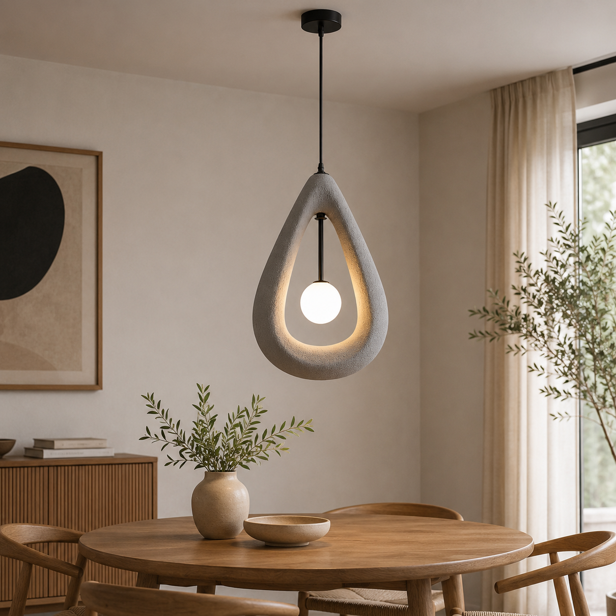 Organische Hanglamp met Opaalglas | Wabi-Sabi Design