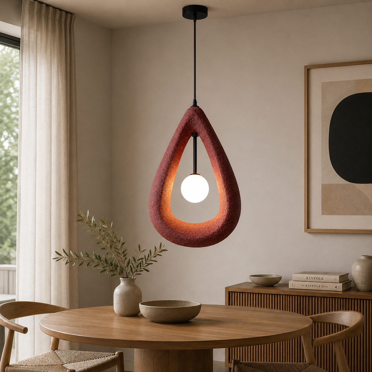 Organische Hanglamp met Opaalglas | Wabi-Sabi Design