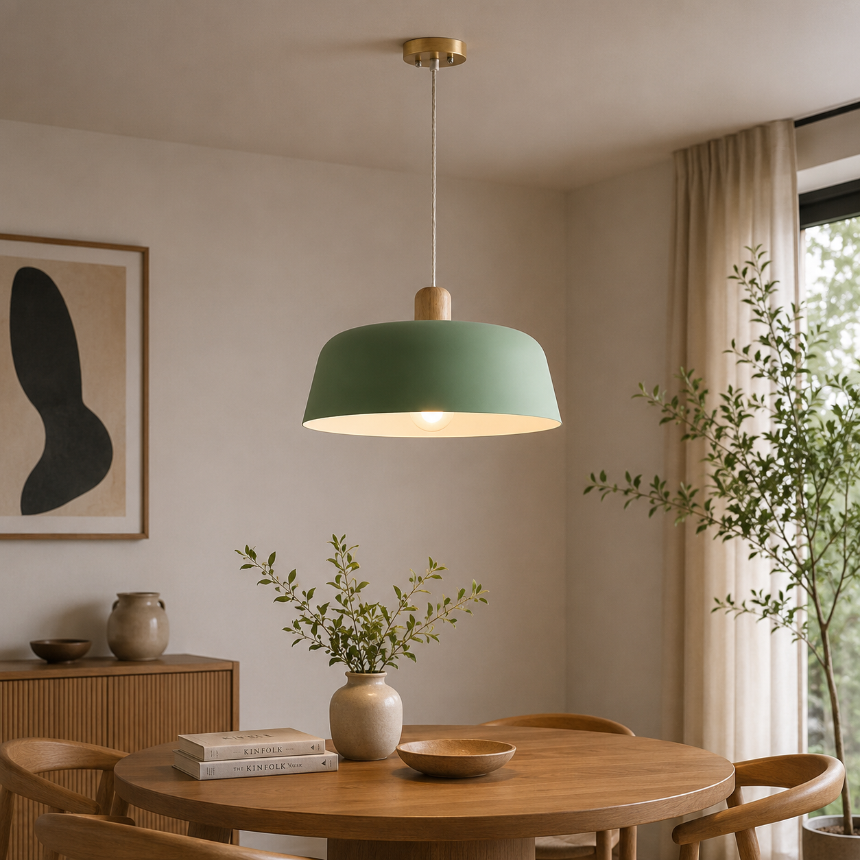 Scandinavische Hanglamp met Houten Detail | Aluminium Design