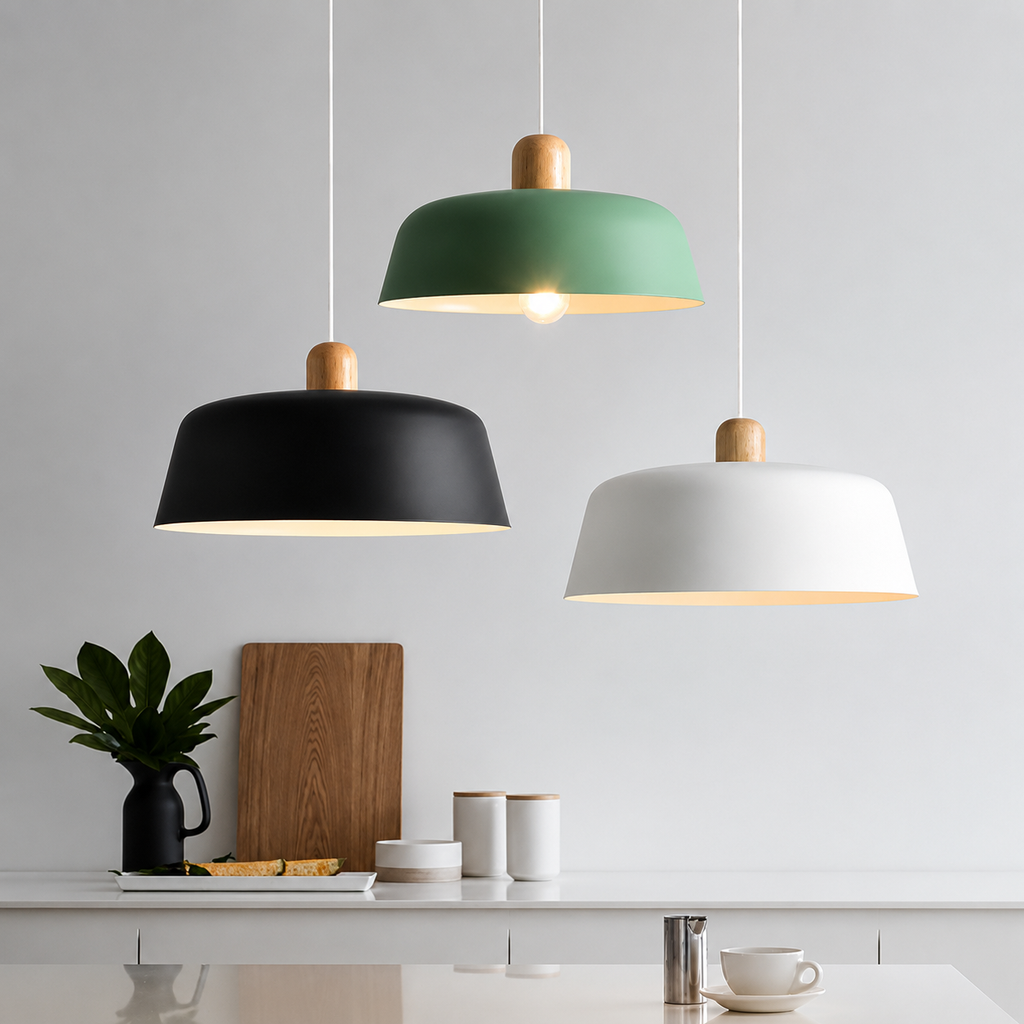 Scandinavische Hanglamp met Houten Detail | Aluminium Design