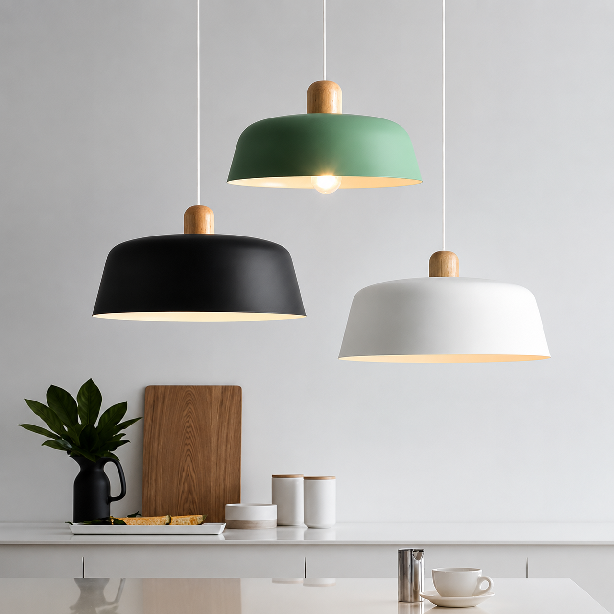 Scandinavische Hanglamp met Houten Detail | Aluminium Design