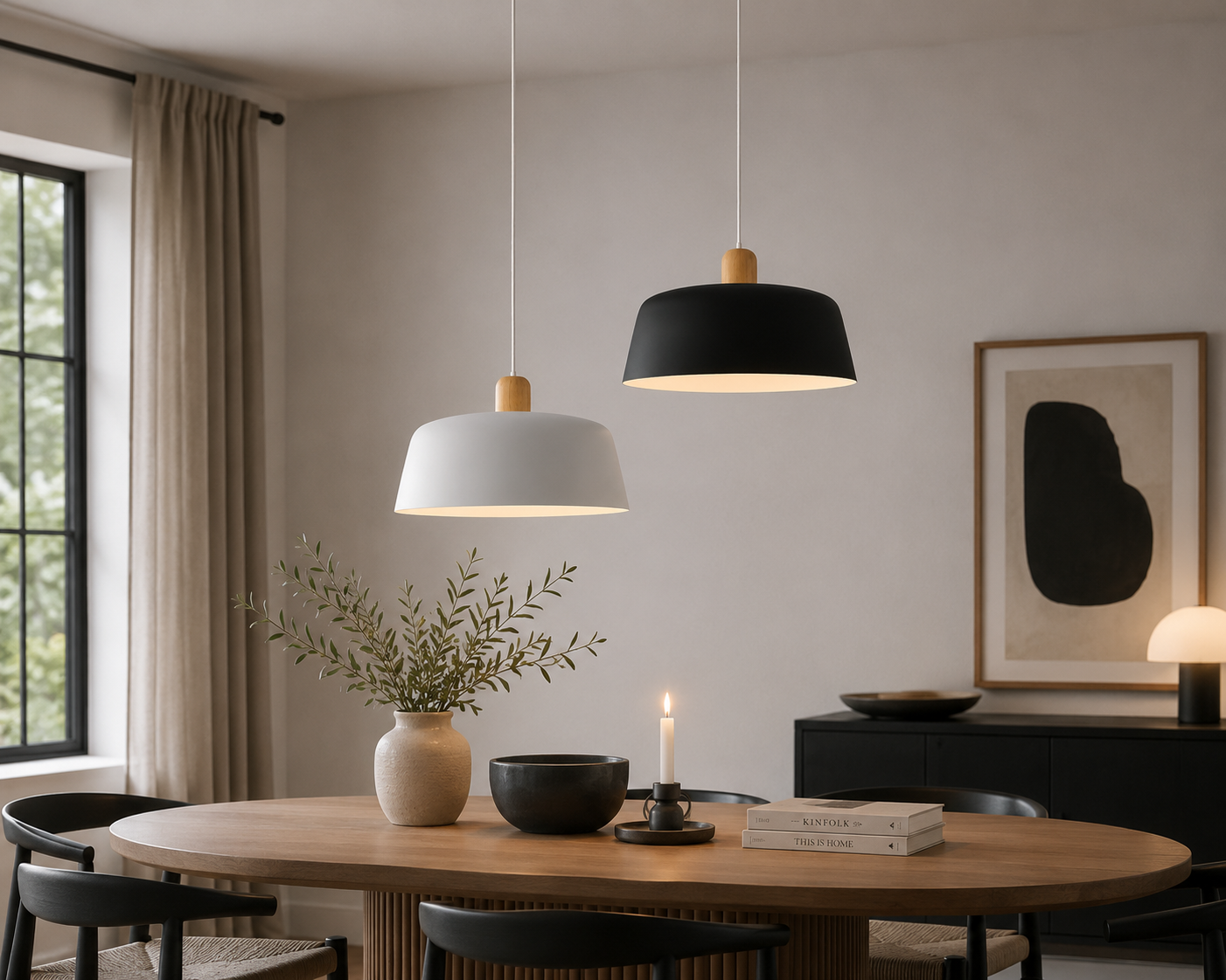 Scandinavische Hanglamp met Houten Detail | Aluminium Design