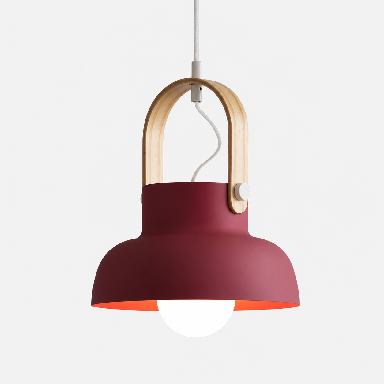 Scandinavische Hanglamp met Houten Beugel | Modern Design