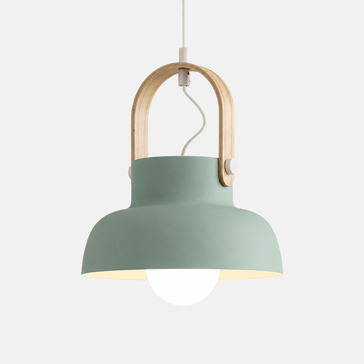 Scandinavische Hanglamp met Houten Beugel | Modern Design