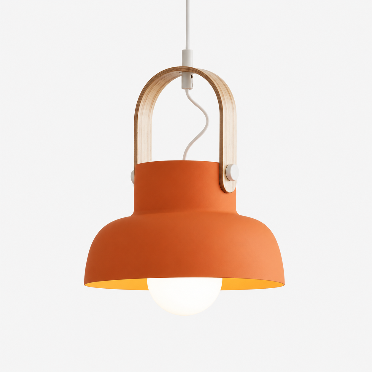 Scandinavische Hanglamp met Houten Beugel | Modern Design