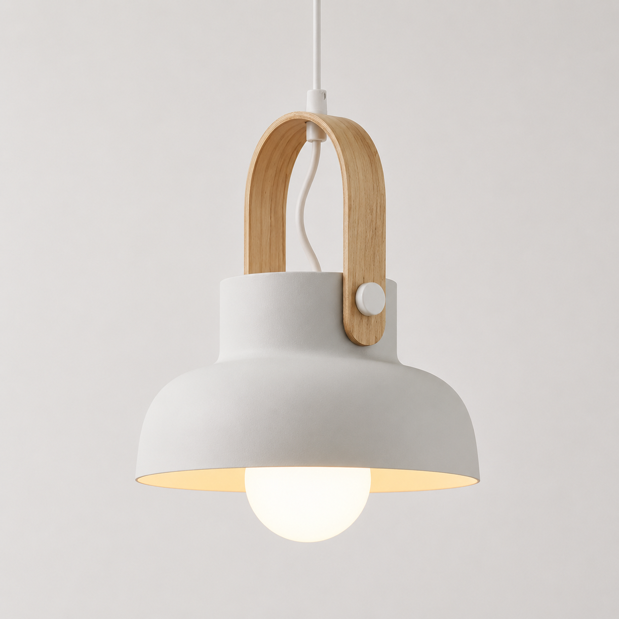 Scandinavische Hanglamp met Houten Beugel | Modern Design
