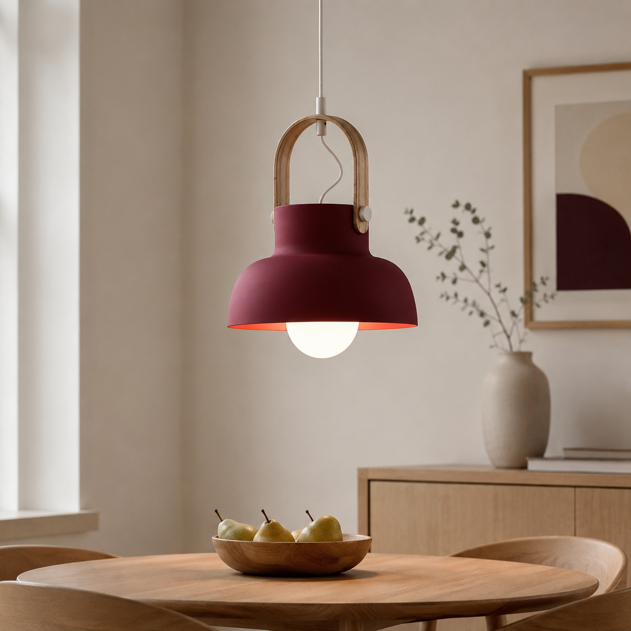 Scandinavische Hanglamp met Houten Beugel | Modern Design