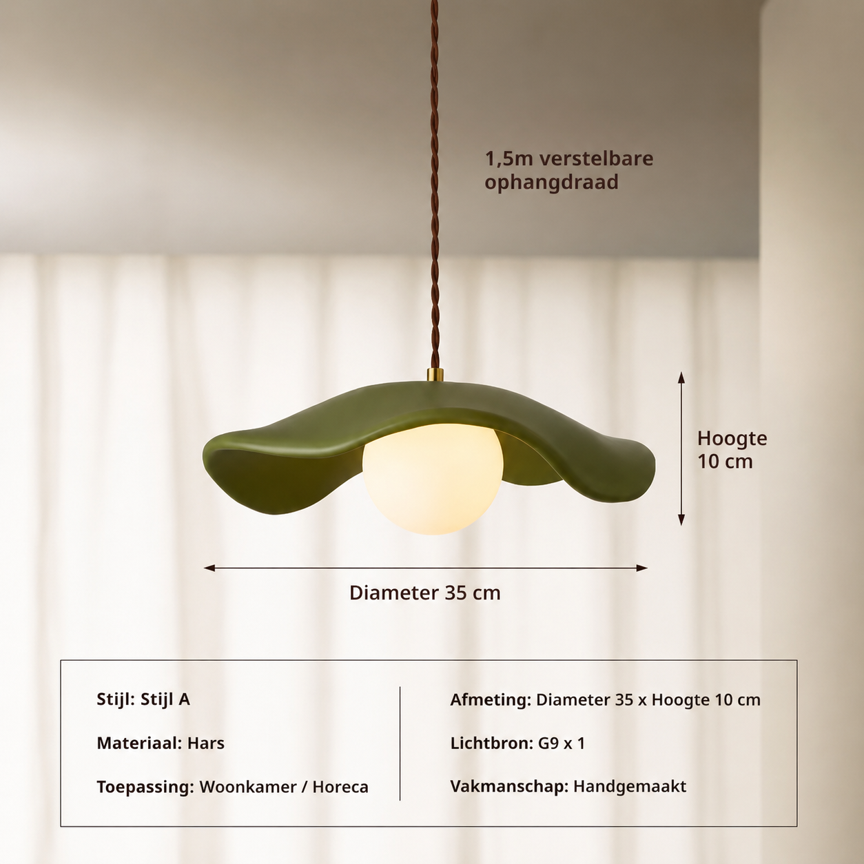 Design Hanglamp met Opaalglas | Organische Japandi Hanglamp