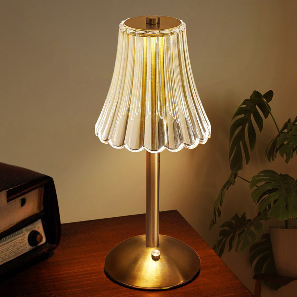 Gouden kristallen draadloze tafellamp met touch-dimming