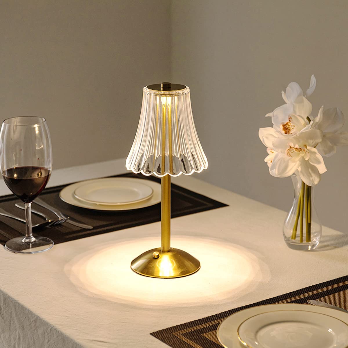 Gouden kristallen draadloze tafellamp met touch-dimming