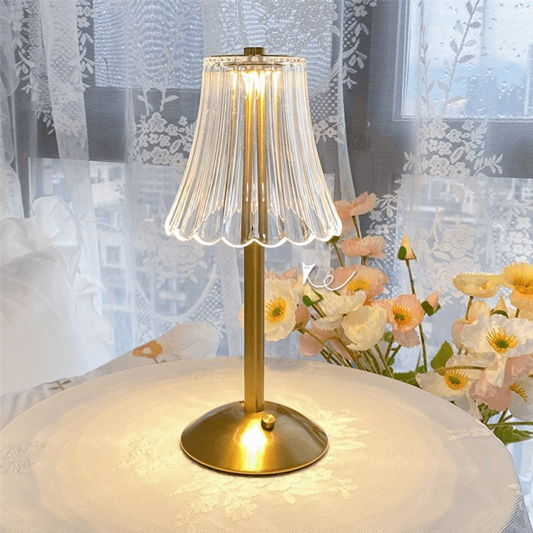 Gouden kristallen draadloze tafellamp met touch-dimming