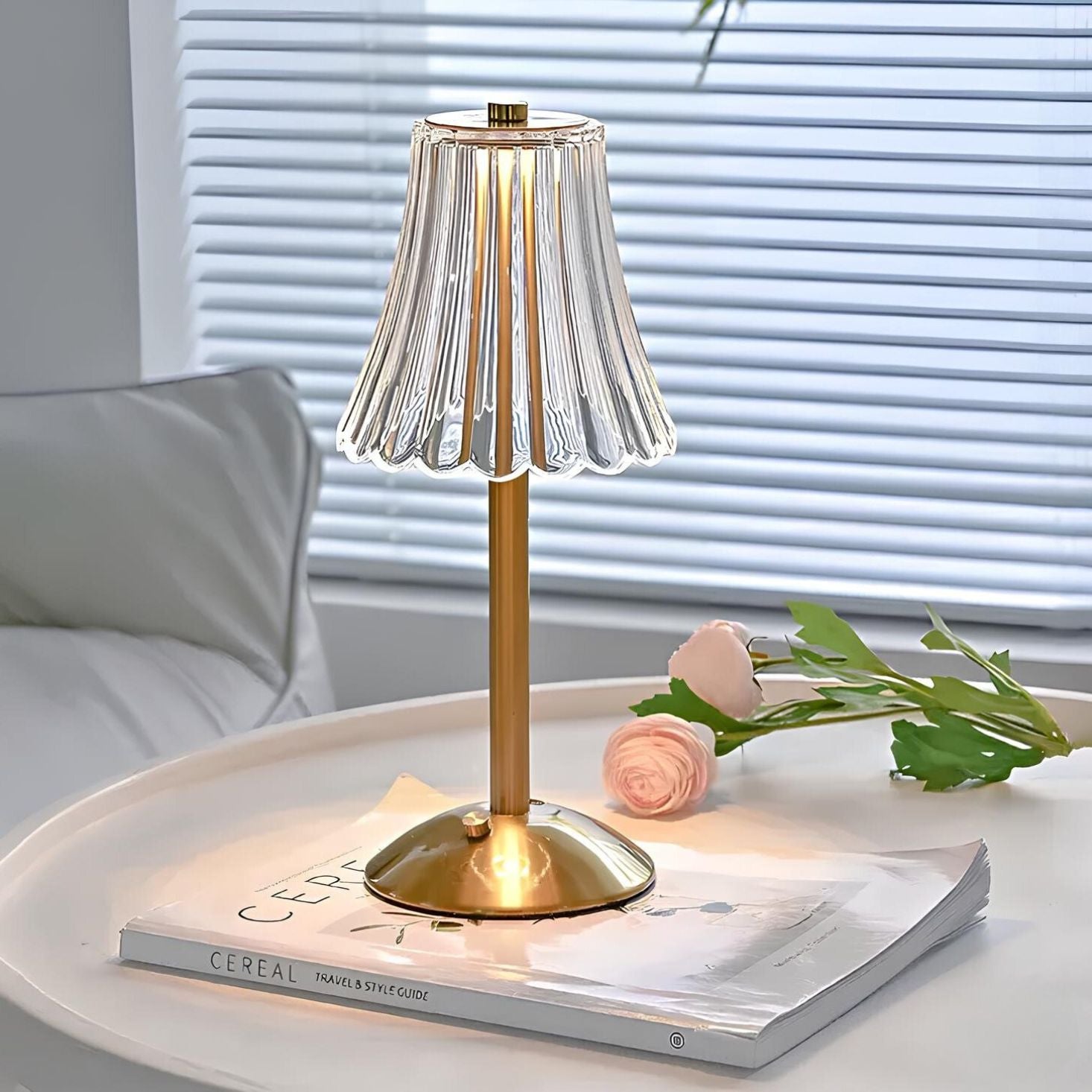 Gouden kristallen draadloze tafellamp met touch-dimming
