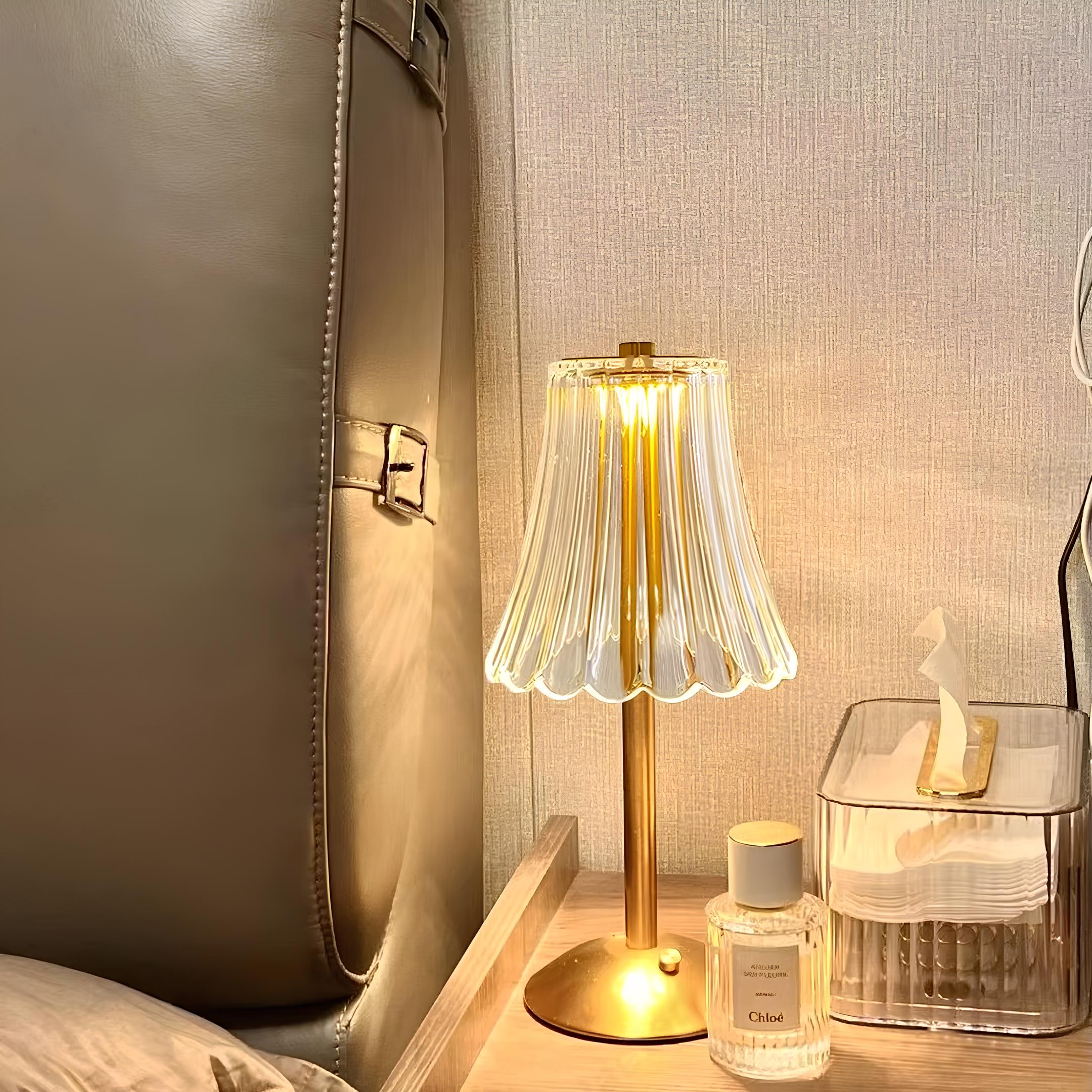 Gouden kristallen draadloze tafellamp met touch-dimming