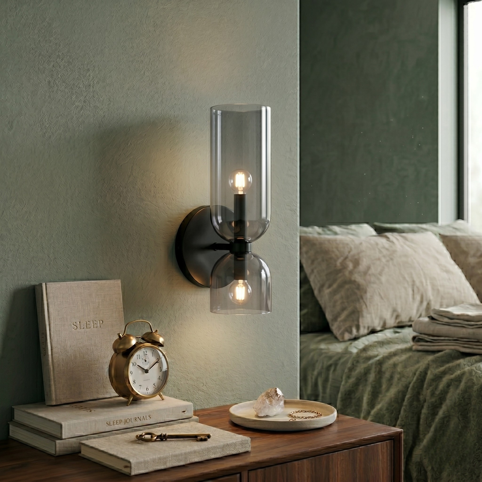 Elegante Wandlamp met Glas en IJzer in Retro Stijl