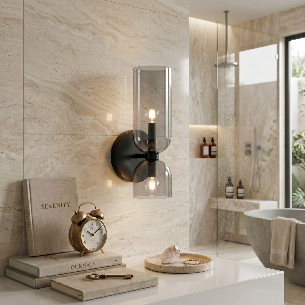 Elegante Wandlamp met Glas en IJzer in Retro Stijl